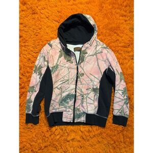 Trail Crest Pink Camo Full Zip Hoodie Sweatshirt Womens Black Accents Outdoor